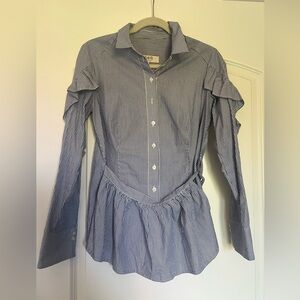 Sea New York Striped Peplum Button-Down Shirt (Size 6)